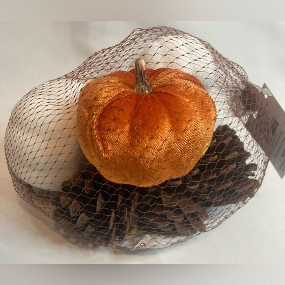 10 Pc White Orange Pumpkins Gourds Pinecones Fall Tiered Tray Table Decor Craft - Picture 3 of 4